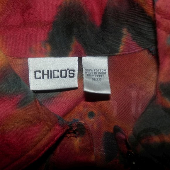 CHICO'S Jacket 0 Small Burgundy Black Button Front - Picture 4 of 4